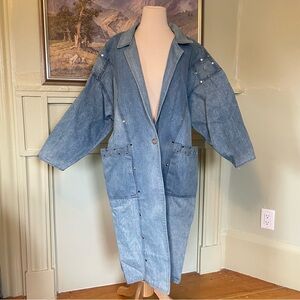 Vintage 80s Denim Studded Duster Jacket